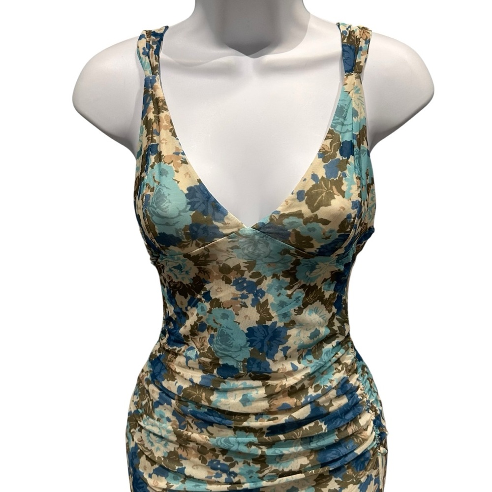 Free People | Long Live Printed Bodycon Dress or Slip Blue | Small New with Tag - Picture 11 of 16
